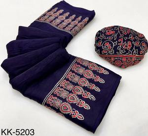 Bandhani en soie florale pur modal avec imprimé Ajrakh Style ethnique élégant - Product Image 1