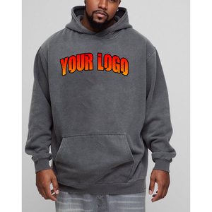 Sweat à capuche vierge personnalisé pour hommes, surdimensionné 100% coton, poids lourd, vieilli, 400gsm, fabricant de sweats à capuche lavés à l'acide pour hommes - Product Image 4