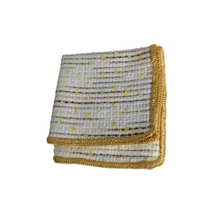 Yellow Beige Gradient Edge Hand-Knitted Cotton <b>Pocket</b> <b>Square</b> Accessory <b>Pocket</b> - Product Image 1