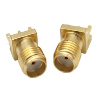 Conector SMA RF chapado en oro, borde hembra recto, Conector de montaje en PCB, Latón chapado en oro, conector Jack de Base hembra SMA