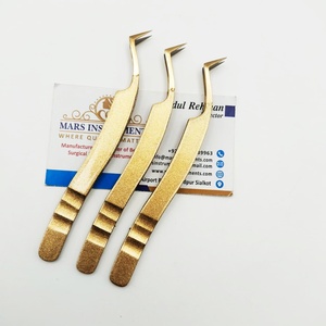 Or métallique pointe pointue incurvée en acier inoxydable antistatique précision Extensions de cils durables pince à épiler de haute qualité - Product Image 5