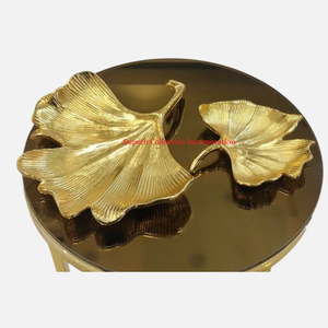 Bandeja de metal de calidad superior con diseño de hoja de oro elegante Exhibición de postres y platos para servir aperitivos/galletas a la venta - Product Image 2