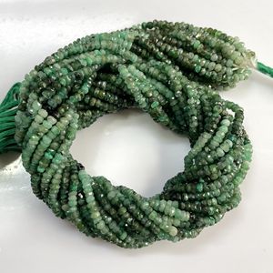 Venta al por mayor de cuentas Esmeralda facetadas en forma de Rondelle cuentas de piedras preciosas naturales para manualidades - Product Image 3