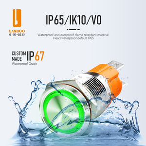 Lanboo 16mm 19mm 10A màu Đỏ màu xanh lá cây màu xanh dẫn kim loại nút chuyển đổi 12V 24V 220V tự khóa thiết lập lại - Product Image 3