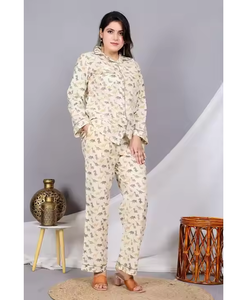 Cómodo conjunto de ropa de dormir de rayón para mujer, camisa de pijama con mangas completas y parte inferior de cintura elástica, perfecto para uso doméstico - Product Image 2