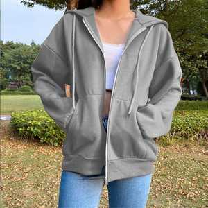 Sweat-shirt à capuche oversize marron unisexe, décontracté, couleur unie, en coton French Terry, avec poches, pour l'automne - Product Image 4