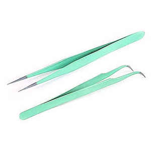 Pince à épiler professionnelle d'extension de cils en acier inoxydable rose à 90 degrés embouts en fibres solides beauté durable - Product Image 1