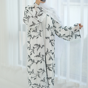 Abaya 2026 EID Ramadán completo Floral bordado malla abierta Abaya <span class=keywords><strong>solo</strong></span> Dubai Kimono Cardigan lujo Abaya Dubai ropa islámica - Product Image 4