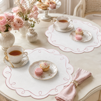 Napperon Moderne 100% Coton Brodé en Dentelle, Isolant Thermique, pour Restaurant Occidental et Décoration de Fête