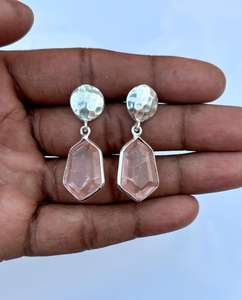 Boucle d'oreille faite à la main en argent sterling 925 Morganite, belle boucle d'oreille pour femme. - Product Image 4