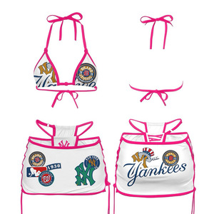 Premium 220 GSM Polyester Spandex <b>Bikini</b> <b>Set</b> Pink Panel Graphic Print Custom Logo Sublimation Swimwear Women <b>Bikinis</b> <b>Set</b> - Product Image 3