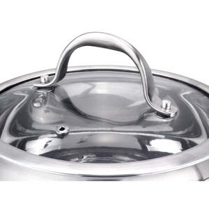 Padella Moderna in Acciaio Inox Tri-Ply da 9,5 Pollici con Coperchio in Vetro e Coperchio Argentato di Qualità Professionale - Product Image 2