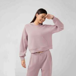 Automne hiver femmes sweat à capuche décontracté délavé tricoté Fitness sport Yoga haut avec Logo avant ample mince sweat à capuche - Product Image 4