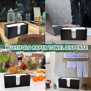 High Quality Black Acrylic Napkin Dispenser and Multifold Trifold Towel <b>Holder</b> Metal <b>Tissue</b> Box for <b>Kitchen</b> & Bathroom - Product Image 4