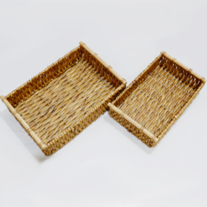 Lot de 2 paniers de rangement en jacinthe d'eau tissés à la main, poignées, design moderne et écologique, Artex Dong Thap, vente en gros - Product Image 6