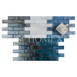 Schomex Foshan Graduado Tint Tijolo Hot Melt Artístico Vidro Mosaico Azulejo Para A Parede Decorar