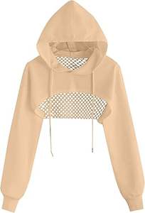 Wholesale Women Ladies Crop Tops <b>Shrug</b> Mesh Custom Cropped Tops Hoodie Pullover Fleece Sports Wears Comfy Pullover Hoodies - Product Image 4