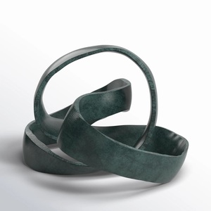 Forme abstraite moderne de salon Sculpture décorative en métal noué Art vert profond Décoration intérieure Sculpture murale pour les mariages - Product Image 2