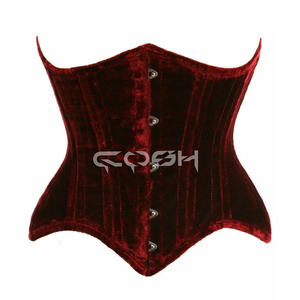 Corset cincher rose vif en velours à double armature en acier, coupe cintrée pour courbes généreuses - Product Image 6