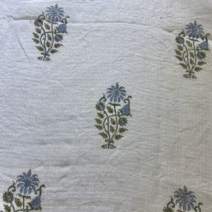 Tela de Algodón Estampada a Mano con Diseño Floral Azul Buti Minimalista - Product Image 1