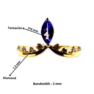 Diseñador 925 plata esterlina chapado en oro compromiso desgaste tanzanita piedra preciosa moda dedo anillo de diamante - Product Image 2