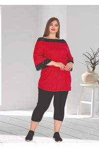 Ensemble de pyjama capri en viscose pour femmes grandes tailles, tissu doux, manches courtes, été, confortable, vêtements de détente de grande taille - Product Image 3