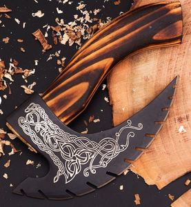 Cuchillo de cocina de acero inoxidable vikingo hecho a mano, hoja de Damasco, cortador de Pizza, rebanador, herramientas de corte de Pizza Premium - Product Image 4