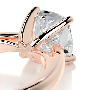 2.1 Ct <b>Cushion</b> Cut Lab Grown Diamond Solitaire Set Engagement Ring Rose Gold IGI Certified Bohemian Style 14K Diamond Rings - Product Image 3