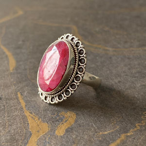 Chunky Gold-Plated Ruby <b>Ring</b> (6.5 Grams) Fashionable <b>Statement</b> <b>Ring</b> with Romantic Bezel Setting Gift for Any Occasion - Product Image 1