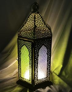 Factory Direct Supply Hot Selling Handmade Elegant High End Colored Glass Metal Moroccan Lanterns for Home Decoration Ramadan - Product Image 4