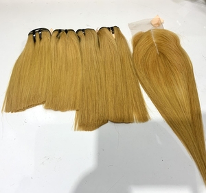 Paquets d'or de trame droite d'os vietnamiens de haute qualité avec fermeture frontale prix de gros extensions de cheveux humains - Product Image 1