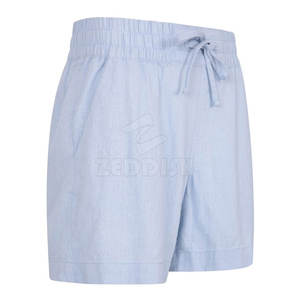 Pantalones cortos informales personalizados para mujer, 100% algodón de alta calidad, cierre de cordón transpirable con decoración con volantes, venta en línea - Product Image 6