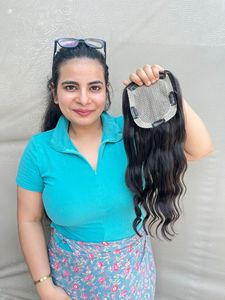 Cheveux orientaux 100% extensions naturelles de cheveux humains vierges indiens Topper personnalisable extensions à clipser de vague droite naturelle - Product Image 2