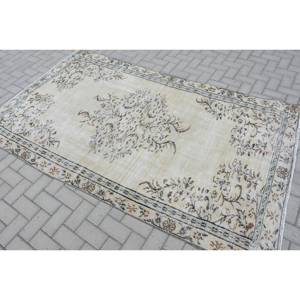 พรมขน4.8x8.3ft สีเบจสีน้ำตาลแบบดั้งเดิมงานเย็บปะแบบตุรกีพรมสี่เหลี่ยมสำหรับห้องนั่งเล่นพรมยางรองข้างเตียง - Product Image 4