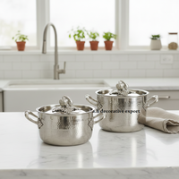 Ensemble de casseroles et poêles en acier inoxydable martelé de qualité professionnelle avec couvercles décoratifs dorés en forme de citrouille, casseroles de cuisine sûres pour les aliments