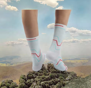 <b>Men's</b> Athletic <b>Socks</b> <b>White</b> Red Blue Geometric Pattern Knitted Breathable Sports Crew <b>Socks</b> Summer - Product Image 4