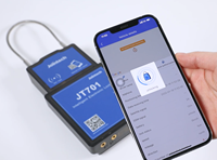 Traceur GPS étanche Jointech JT 701 avec géolocalisation et serrure électronique intelligente pour le suivi des camions et remorques via l'application Android
