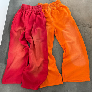 Pantalones de chándal de algodón de rizo francés vintage desteñidos al sol con logotipo personalizado, pantalones de chándal de lavado ácido de gran tamaño para hombre personalizados - Product Image 2