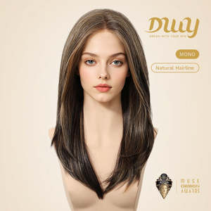 Pre-Order Ruby-DWY 20 Inches <b>Hazelnut</b> Glueless Synthetic Wig Mono Lace Front Free Part Silky Straight Mid-Length Wig Light Brown - Product Image 3