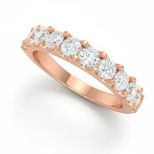 Anillo de Media Eternidad con Diamantes Redondos Engastados en Oro de 14K para Mujer |   Diamante de Corte Brillante de 1.01 Quilates - Product Image 1