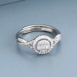 Bague en argent 92,5 191180, tendance et élégante, plaquée or rose et rhodium, sertie de griffes, en or blanc, cadeau - Product Image 6