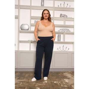 Pantalon basique coupe décontractée grande taille bleu marine - Product Image 4