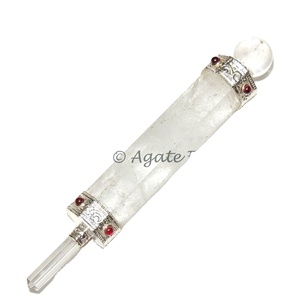 Baguettes en cristal de guérison pour chakra en métal de quartz doré Mascotte sculptée à la main de style Feng Shui Gravure de pierres précieuses - Product Image 4