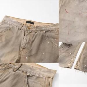 Jeans en denim pour hommes, style américain vintage, 3D, streetwear, long, hiver, coupe droite, jambe large, mi-délavé, ample, <span class=keywords><strong>cargo</strong></span>, broderie, jeans délavés - Product Image 3