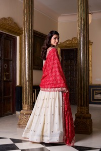 Soie moderne Lehenga Choli paillettes fil broderie cordon glands fermeture à glissière dos nu parole longueur conception pour adultes - Product Image 3