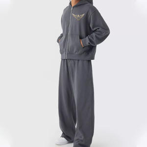 ชุดวอร์มผู้ชายผ้าฟลีซเนื้อหนา 350 GSM พร้อมโลโก้ 3 มิติ แบบมีฮู้ด 2 ชิ้น ผลิตจากผ้าฝ้าย 100% สำหรับฤดูหนาว ขายส่ง - Product Image 1