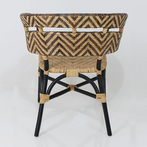 Black Rattan Dining <b>Armchair</b> Minimalist Accent Chair for Bedroom Park Cafe Restaurant Hotel Villa Indoor Outdoor Use - Product Image 4