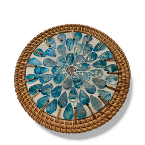 Mantel Individual Ecológico de Nácar con Diseño de Ratán para un Estilo de Mesa Sostenible, Procedente de Vietnam - Product Image 1