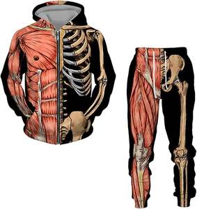 Tute sportive Casual da uomo Winter XXL/XL 3D <span class=keywords><strong>Skeleton</strong></span> stampato con cappuccio pantaloni antivento Plus Size Logo personalizzabile - Product Image 3