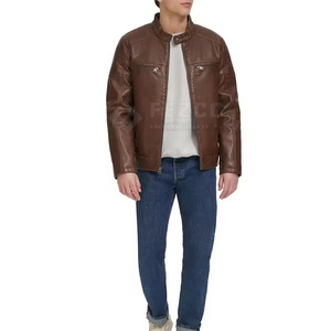 Chaqueta de Invierno Casual para Hombre, Corte Ajustado, Cierre Frontal con Cremallera, Cuello Alto, Cuero Genuino, Impermeable y Transpirable, MOQ Bajo - Product Image 5